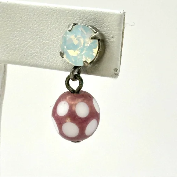 Sabika Stretch Bracelet & Earrings Set S14 Pinky Mauve & Cream Polka Dots - Picture 6 of 11